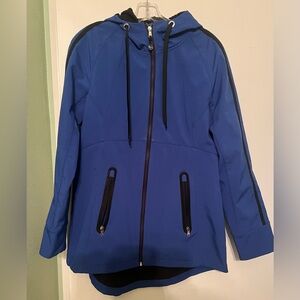 Michael Kors Blue Jacket with Hood and Black Accents
